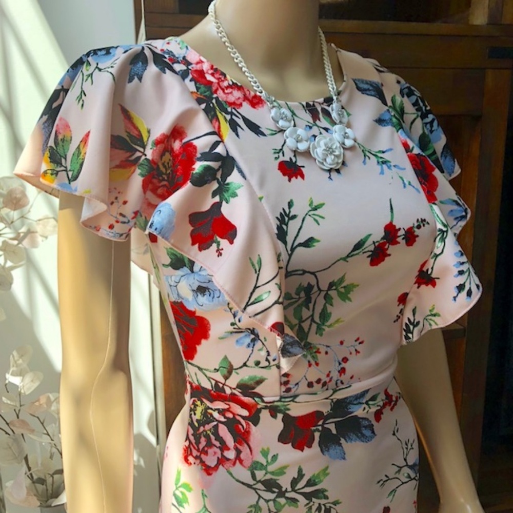 Beautiful Soft Pink Floral Ruffle Dress - NEW! - Picture 6 of 6